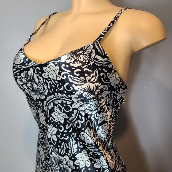 Vtg 90s Dress Floral Satin Gilded Age Holiday Sz Large Y2K Drop Waist Goth - Picture 3 of 11